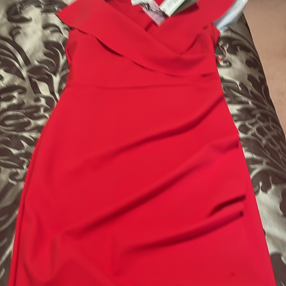 CHIARA BONI Red Off-Shoulder Dress new - Picture 4 of 13